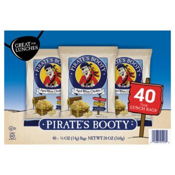 Pirate's Booty Rice and Corn Puffs, Aged White Cheddar, 0.5 oz, 40 ct