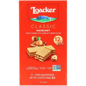 Loacker Classic Crispy Wafers, Hazelnut, 1.59 oz, 12 ct