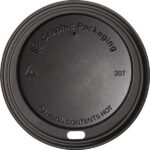 Graphic Packaging Hot Cup Dome Lids, Black, 10-24 oz, 600 ct