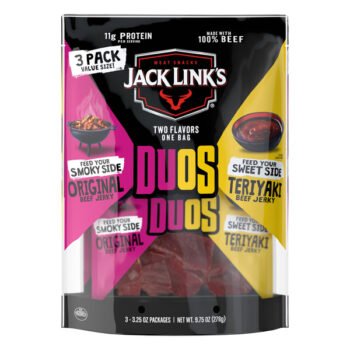 Jack Link's Duos Beef Jerky, Original and Teriyaki, 3.25 oz, 3 ct