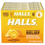 Halls Cough Drops, Honey-Lemon, 20-count