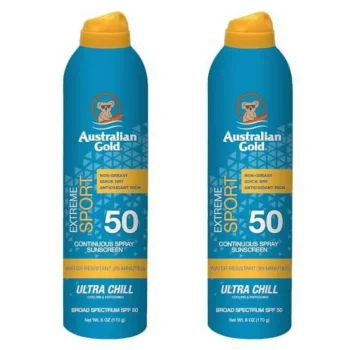 (2 Pack) Australian Gold Extreme Sport SPF 50 Continuous Spray Sunscreen, Coastal Breeze Scent 6 oz