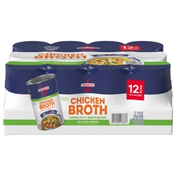 Swanson Chicken Broth 33% Less Sodium, 14.5 oz, 12-count