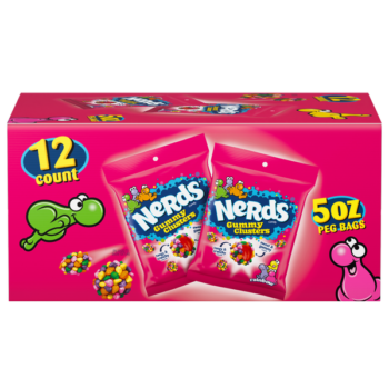 Nerds Gummy Clusters, Rainbow, 5 oz Peg Bag, 12 ct