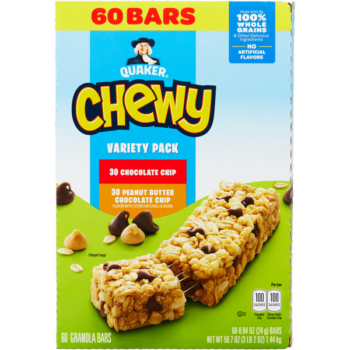 Quaker Chewy Granola Bar, Variety Pack, 0.84 oz, 60 ct