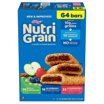 Kellogg's Nutri-Grain Breakfast Bars, Variety Pack, 1.3 oz, 64 ct