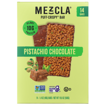 Mezcla Puff-Crispy Bar, Pistachio Chocolate, 1.4 oz, 14 ct