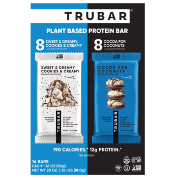 TRUBAR Plant Based Protein Bar, Variety Pack, 1.76 oz, 16 ct