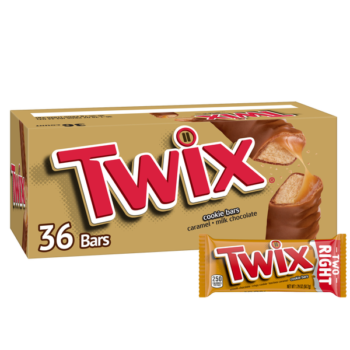 Twix Caramel Cookie Chocolate Candy Bar, Full Size, 1.79 oz, 36 ct