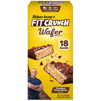 FITCRUNCH Wafer Protein Bars, 16g Protein, Chocolate Peanut Butter, 1.59 oz, 18 ct