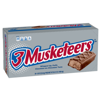 3 Musketeers Chocolate Candy Bar, Full Size, 1.92 oz, 36 ct