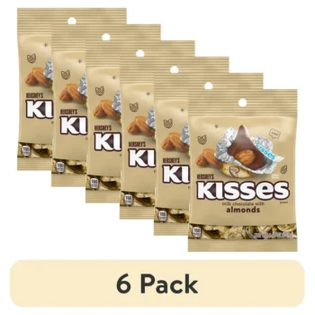 (6 pack) Hershey's Kisses Milk Chocolate with Almonds Candy, Bag 4.48